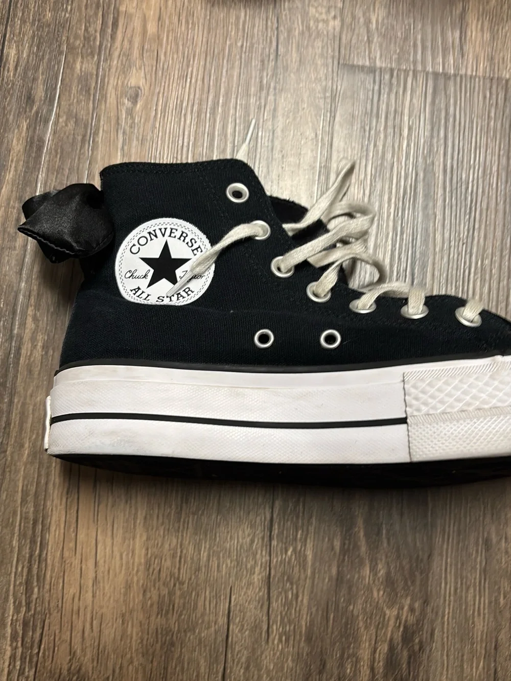 Converse Kids Black High-Top Sneakers with White Sole and Star Patch
